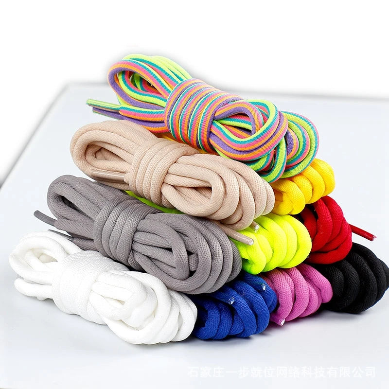 1Pair Rainbow Shoelaces Sneakers Casual Shoes Laces Quality Round Rope Shoelace Diameter 0.4cm Length 100cm/120cm/140cm/160cm