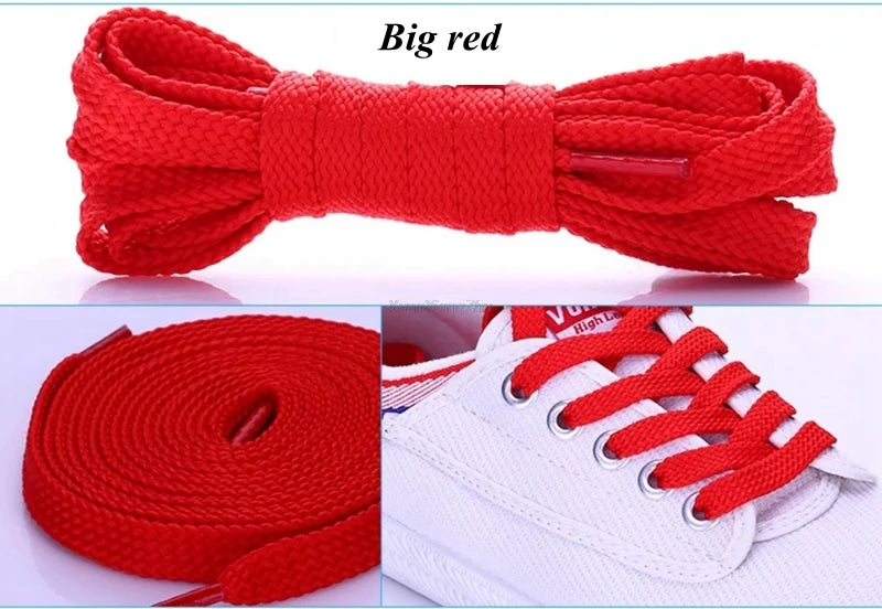 1Pair Flat Shoe laces Solid Classic Shoelaces Sneakers Laces for Shoes Quality Double Rope Shoelace 8mm Width 100/120/140/160CM