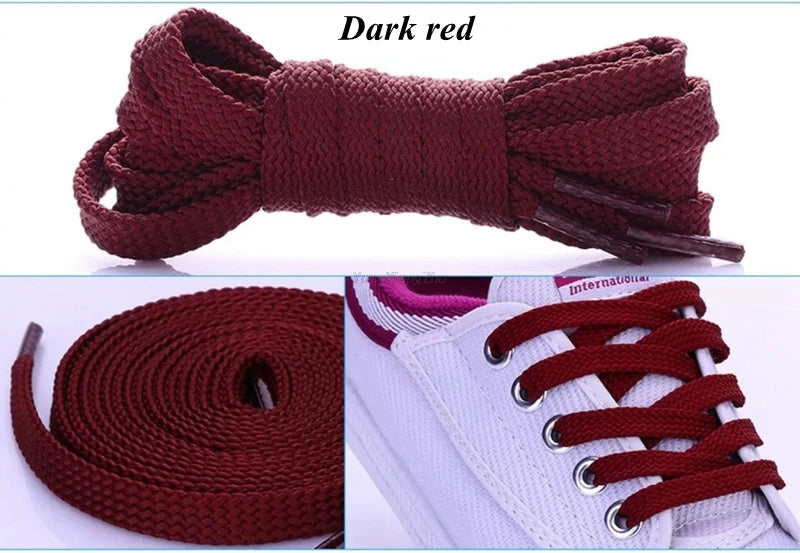 1Pair Flat Shoe laces Solid Classic Shoelaces Sneakers Laces for Shoes Quality Double Rope Shoelace 8mm Width 100/120/140/160CM