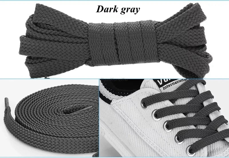 1Pair Flat Shoe laces Solid Classic Shoelaces Sneakers Laces for Shoes Quality Double Rope Shoelace 8mm Width 100/120/140/160CM