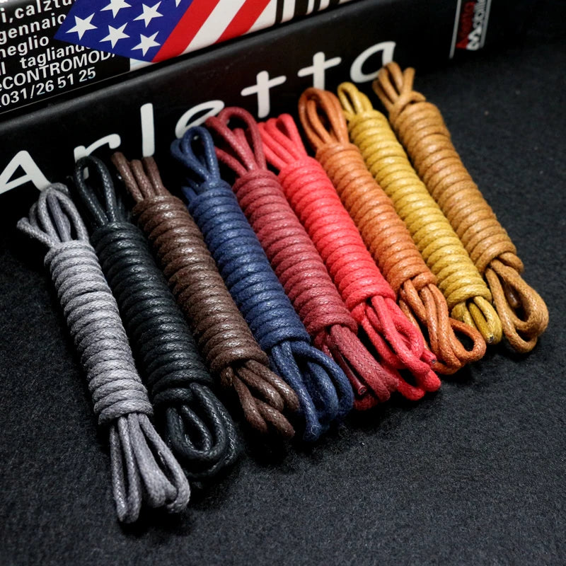 1Pair Cotton Waxed Round Shoelaces Boots Oxford Leather Shoes Laces Waterproof Rope Shoelace Diameter 0.25cm Length 60cm/80cm/100cm/120cm/140cm/160cm/180cm