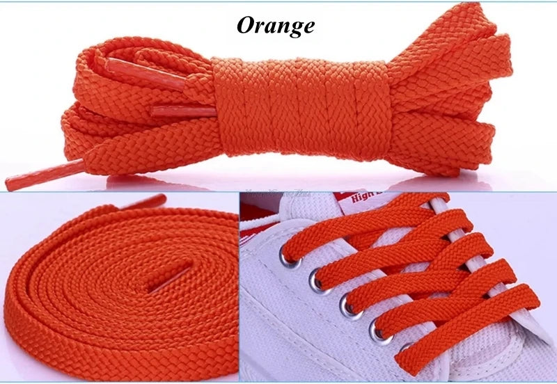 1Pair Flat Shoe laces Solid Classic Shoelaces Sneakers Laces for Shoes Quality Double Rope Shoelace 8mm Width 100/120/140/160CM