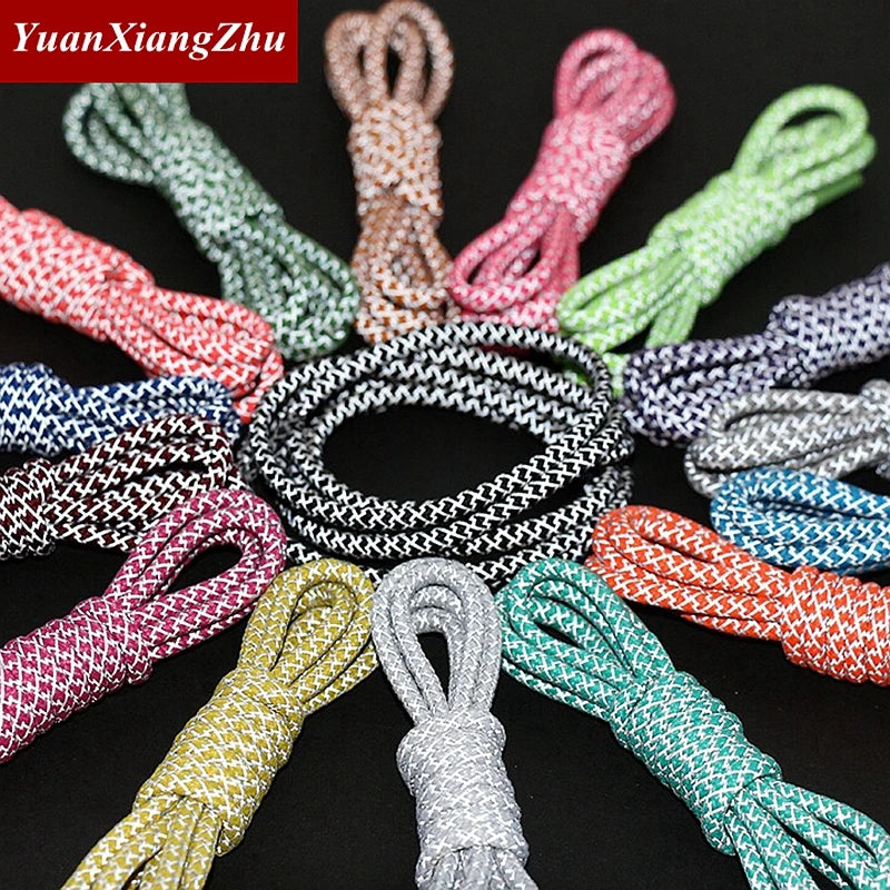 1Pair Reflective Shoelaces Sneakers Casual Shoes Laces Round Rope Shoelace Diameter 0.4cm Length 100cm/120cm/140cm/160cm