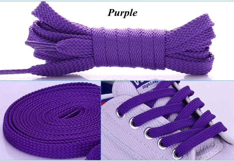 1Pair Flat Shoe laces Solid Classic Shoelaces Sneakers Laces for Shoes Quality Double Rope Shoelace 8mm Width 100/120/140/160CM