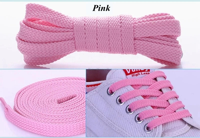 1Pair Flat Shoe laces Solid Classic Shoelaces Sneakers Laces for Shoes Quality Double Rope Shoelace 8mm Width 100/120/140/160CM