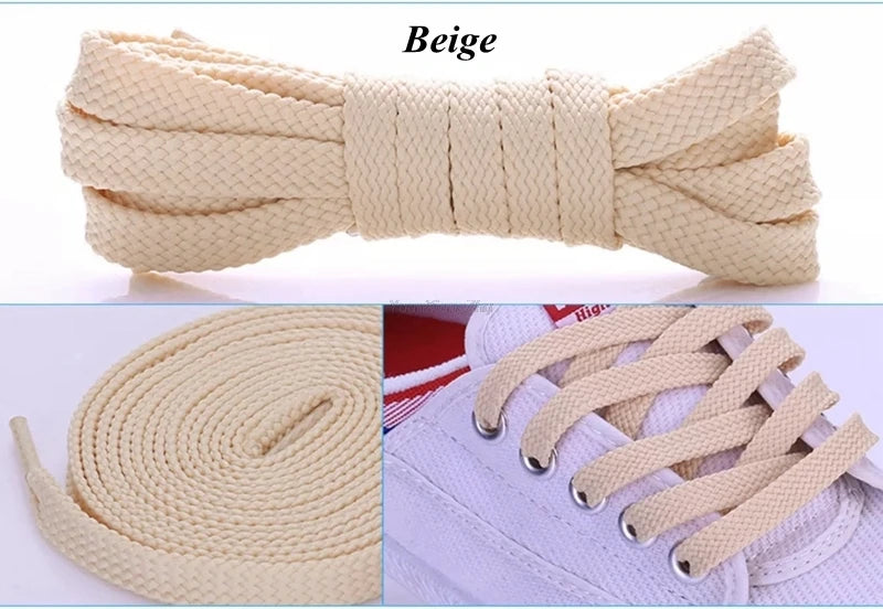 1Pair Flat Shoe laces Solid Classic Shoelaces Sneakers Laces for Shoes Quality Double Rope Shoelace 8mm Width 100/120/140/160CM