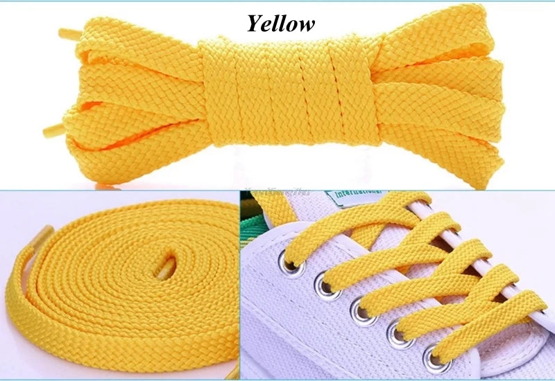 1Pair Flat Shoe laces Solid Classic Shoelaces Sneakers Laces for Shoes Quality Double Rope Shoelace 8mm Width 100/120/140/160CM