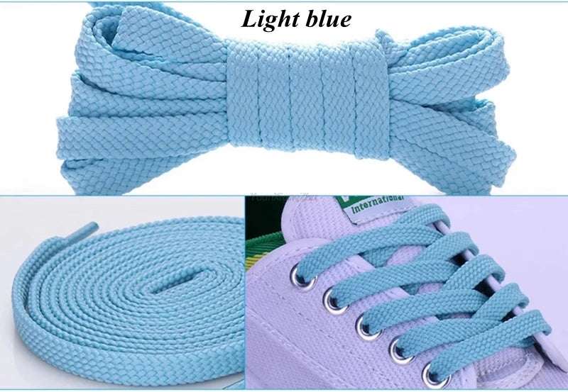 1Pair Flat Shoe laces Solid Classic Shoelaces Sneakers Laces for Shoes Quality Double Rope Shoelace 8mm Width 100/120/140/160CM