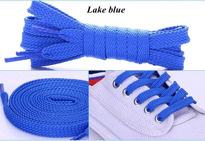 1Pair Flat Shoe laces Solid Classic Shoelaces Sneakers Laces for Shoes Quality Double Rope Shoelace 8mm Width 100/120/140/160CM