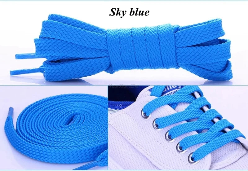 1Pair Flat Shoe laces Solid Classic Shoelaces Sneakers Laces for Shoes Quality Double Rope Shoelace 8mm Width 100/120/140/160CM