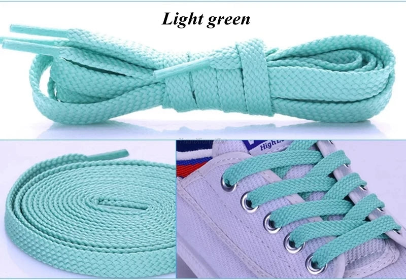 1Pair Flat Shoe laces Solid Classic Shoelaces Sneakers Laces for Shoes Quality Double Rope Shoelace 8mm Width 100/120/140/160CM