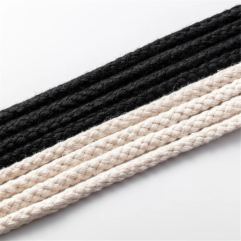 1Pair Linen Cotton Shoelaces Sneakers Casual Shoes Laces Round Rope Shoelace Diameter 0.5cm Length 80cm/100cm/120cm/140cm/160cm/180cm