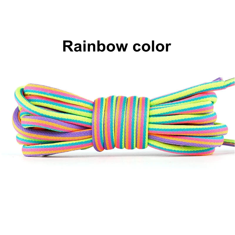 1Pair Rainbow Shoelaces Sneakers Casual Shoes Laces Quality Round Rope Shoelace Diameter 0.4cm Length 100cm/120cm/140cm/160cm