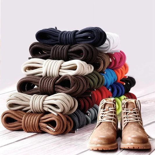 1Pair Round Shoelaces Solid Boots Sneakers Laces for Shoes Quality Rope Shoelace Diameter 0.4cm Length: 90cm/120cm/150cm