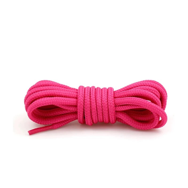 1Pair Round Shoelaces Solid Boots Sneakers Laces for Shoes Quality Rope Shoelace Diameter 0.4cm Length: 90cm/120cm/150cm