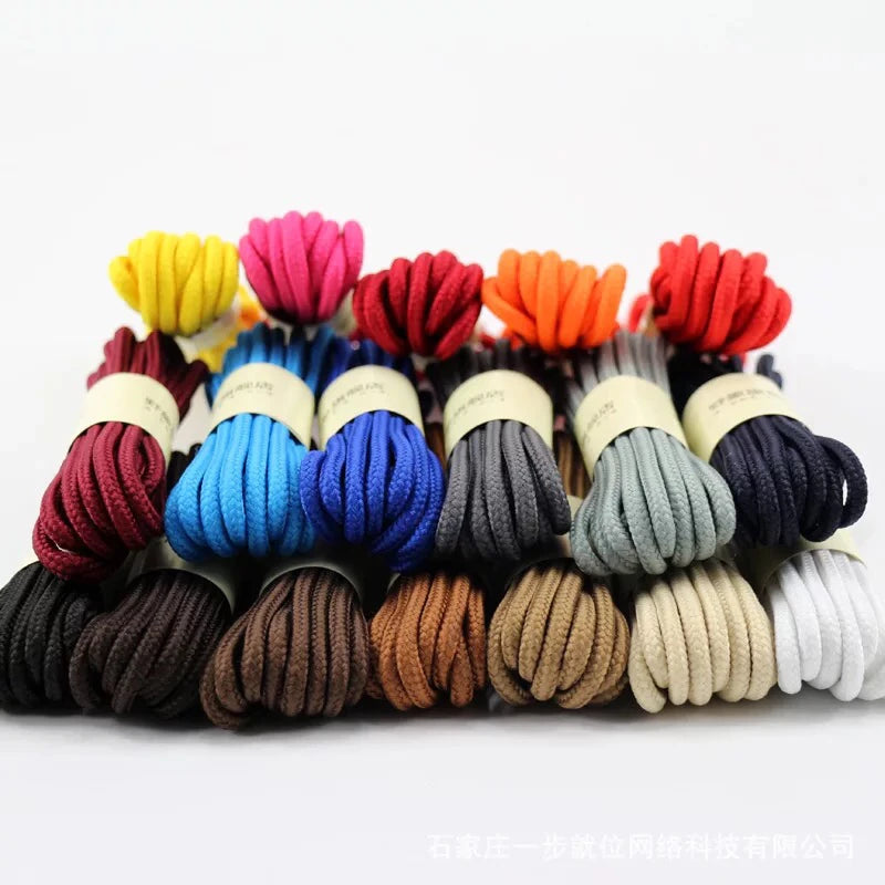 1Pair Round Shoelaces Solid Boots Sneakers Laces for Shoes Quality Rope Shoelace Diameter 0.4cm Length: 90cm/120cm/150cm