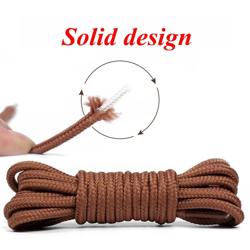 1Pair Round Shoelaces Solid Boots Sneakers Laces for Shoes Quality Rope Shoelace Diameter 0.4cm Length: 90cm/120cm/150cm