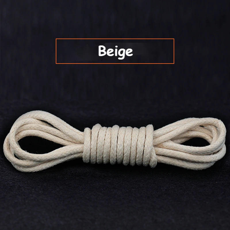 1Pair Cotton Waxed Round Shoelaces Boots Oxford Leather Shoes Laces Waterproof Rope Shoelace Diameter 0.25cm Length 60cm/80cm/100cm/120cm/140cm/160cm/180cm