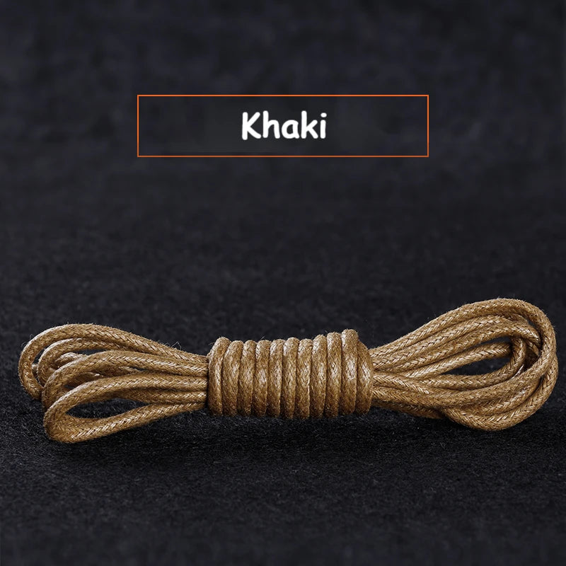 1Pair Cotton Waxed Round Shoelaces Boots Oxford Leather Shoes Laces Waterproof Rope Shoelace Diameter 0.25cm Length 60cm/80cm/100cm/120cm/140cm/160cm/180cm