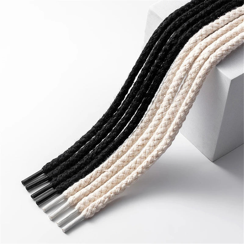 1Pair Linen Cotton Shoelaces Sneakers Casual Shoes Laces Round Rope Shoelace Diameter 0.5cm Length 80cm/100cm/120cm/140cm/160cm/180cm