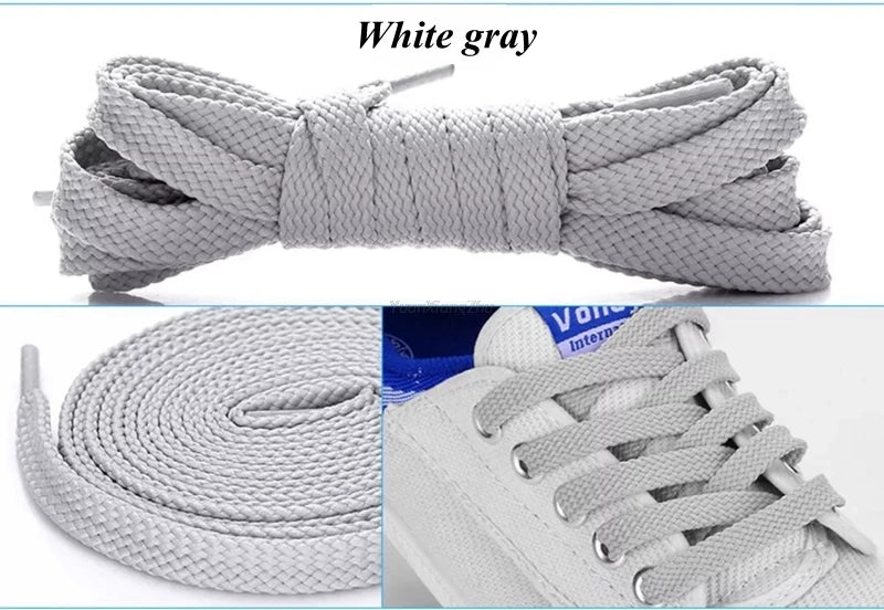 1Pair Flat Shoe laces Solid Classic Shoelaces Sneakers Laces for Shoes Quality Double Rope Shoelace 8mm Width 100/120/140/160CM