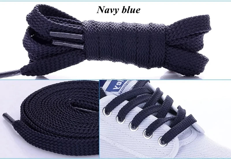 1Pair Flat Shoe laces Solid Classic Shoelaces Sneakers Laces for Shoes Quality Double Rope Shoelace 8mm Width 100/120/140/160CM