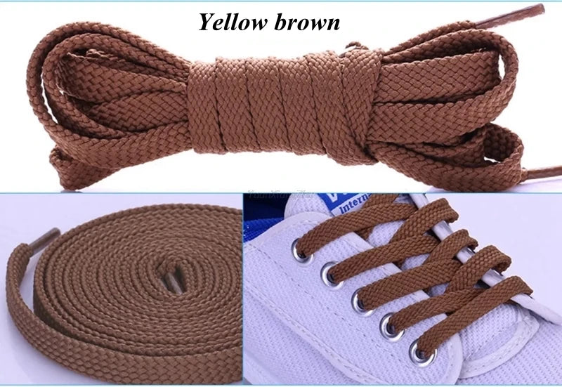 1Pair Flat Shoe laces Solid Classic Shoelaces Sneakers Laces for Shoes Quality Double Rope Shoelace 8mm Width 100/120/140/160CM