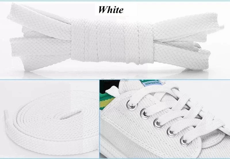 1Pair Flat Shoe laces Solid Classic Shoelaces Sneakers Laces for Shoes Quality Double Rope Shoelace 8mm Width 100/120/140/160CM