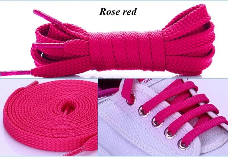 1Pair Flat Shoe laces Solid Classic Shoelaces Sneakers Laces for Shoes Quality Double Rope Shoelace 8mm Width 100/120/140/160CM