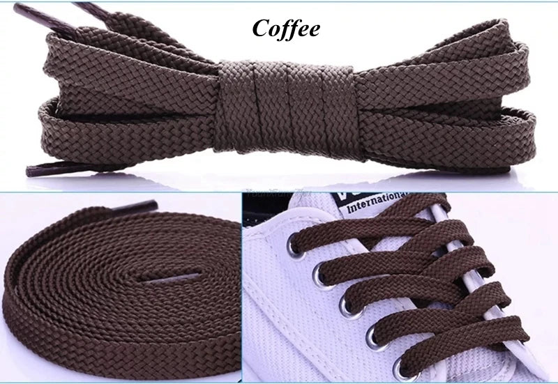 1Pair Flat Shoe laces Solid Classic Shoelaces Sneakers Laces for Shoes Quality Double Rope Shoelace 8mm Width 100/120/140/160CM