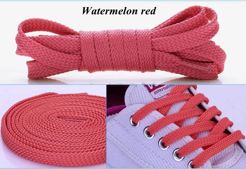 1Pair Flat Shoe laces Solid Classic Shoelaces Sneakers Laces for Shoes Quality Double Rope Shoelace 8mm Width 100/120/140/160CM