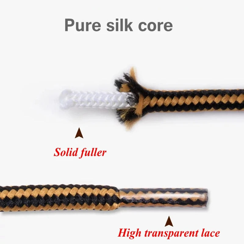 1Pair Round Shoelaces Striped Double Color Sneakers Boots Laces for Shoes Quality Rope Shoelace Diameter 0.4cm Length 70cm/90cm/120cm/150cm