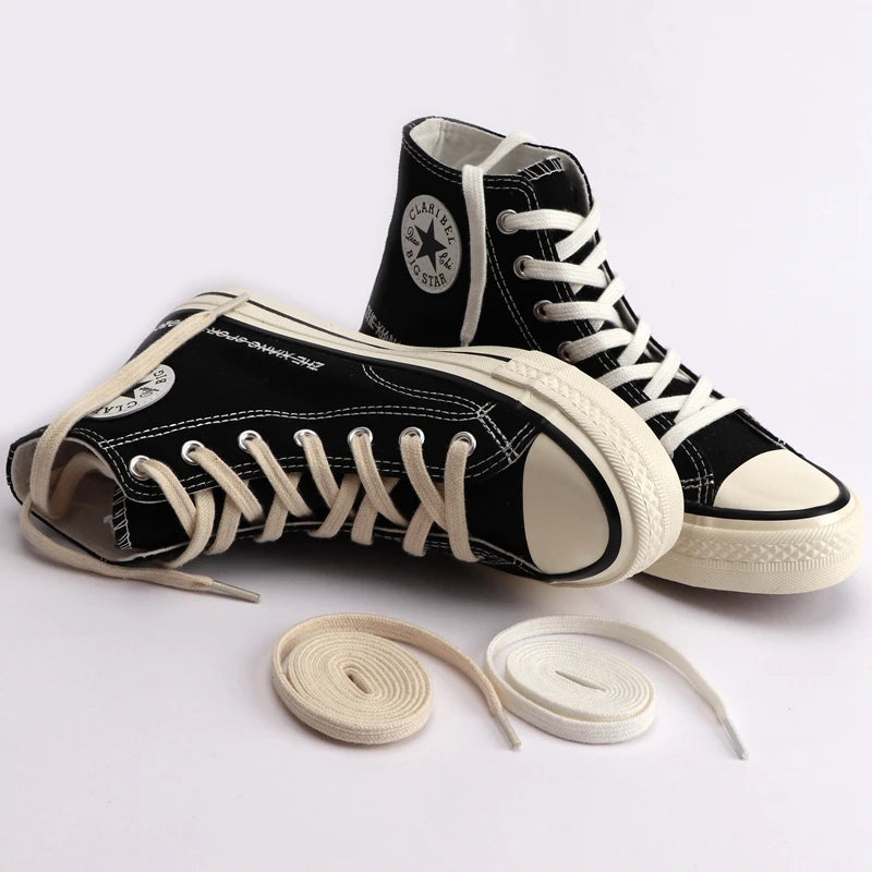 1Pair Flat Cotton Shoelaces Canvas Sneakers Shoes Laces Classic Women Men Shoelace Solid Double White Black Allstar Shoe lace