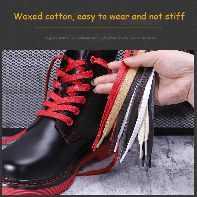 1Pair Waxed Cotton Flat Shoelaces Waterproof Rope Shoelace Boots Sneakers Casual  Shoelace Leather Shoes Laces Diameter 0.8cm Length 70cm/90cm/120cm/150cm