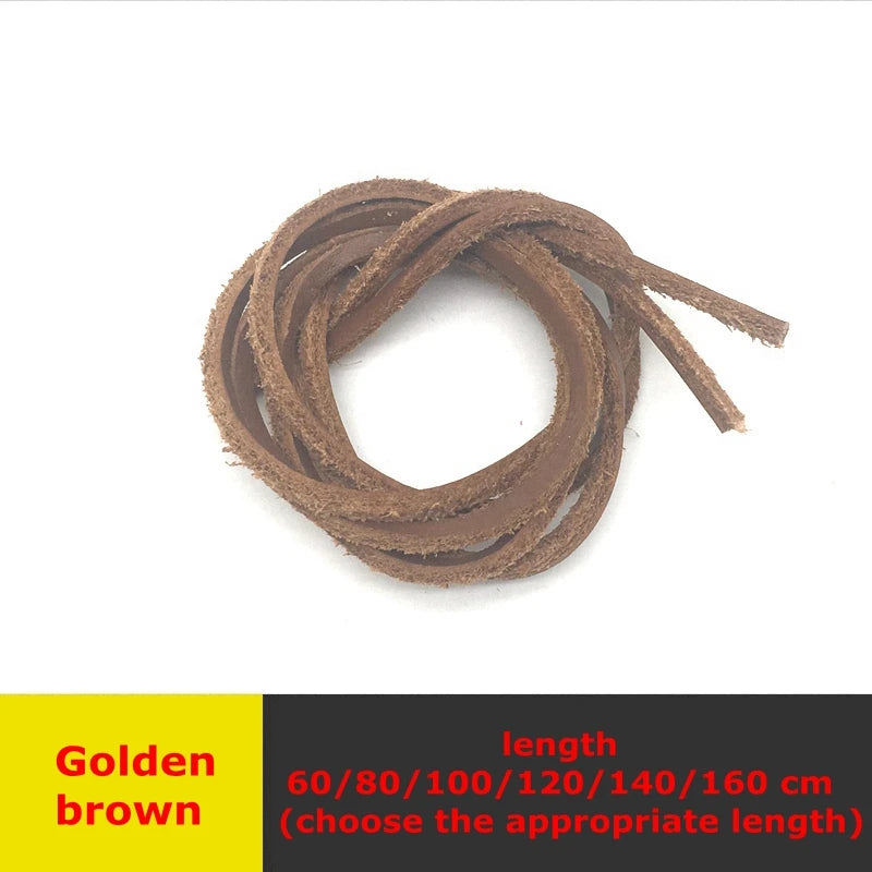 1Pair Cowhide Shoelaces Square Boat Shoe laces Martin Boots Casual Leather Shoes Laces Diameter 0.3cm Length 60cm/80cm/100cm/120cm/140cm/160cm