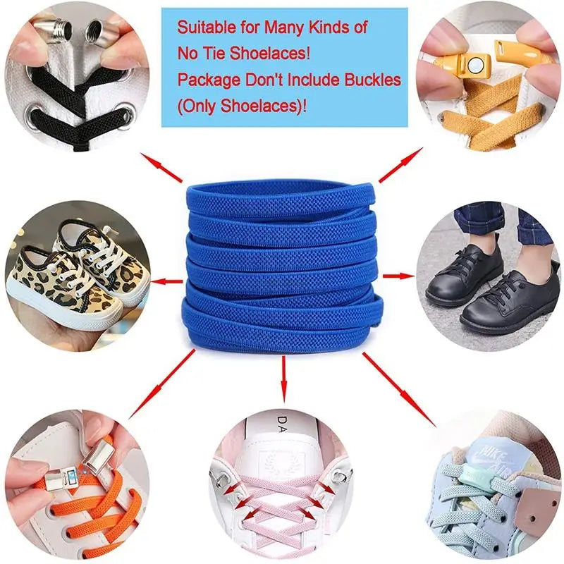 1Pair Elastic Shoelaces Sneakers Casual Flat Laces width 0.6cm length 80cm/100cm/120cm/140cm/160cm Rubber Shoelace