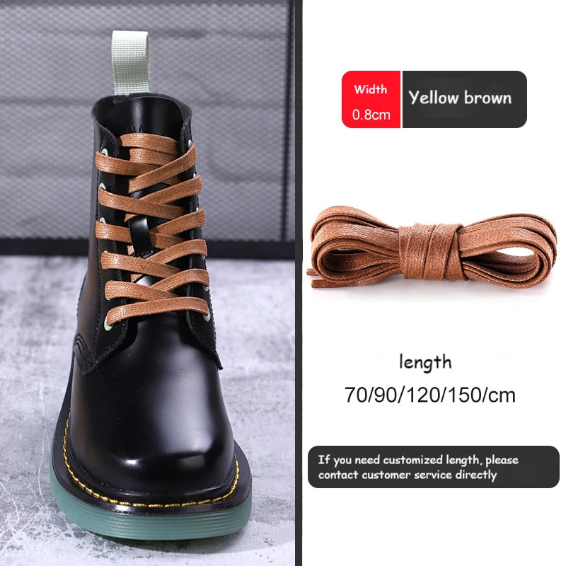 1Pair Waxed Cotton Flat Shoelaces Waterproof Rope Shoelace Boots Sneakers Casual  Shoelace Leather Shoes Laces Diameter 0.8cm Length 70cm/90cm/120cm/150cm