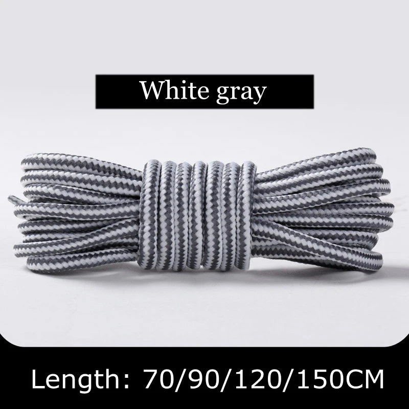 1Pair Round Shoelaces Striped Double Color Sneakers Boots Laces for Shoes Quality Rope Shoelace Diameter 0.4cm Length 70cm/90cm/120cm/150cm