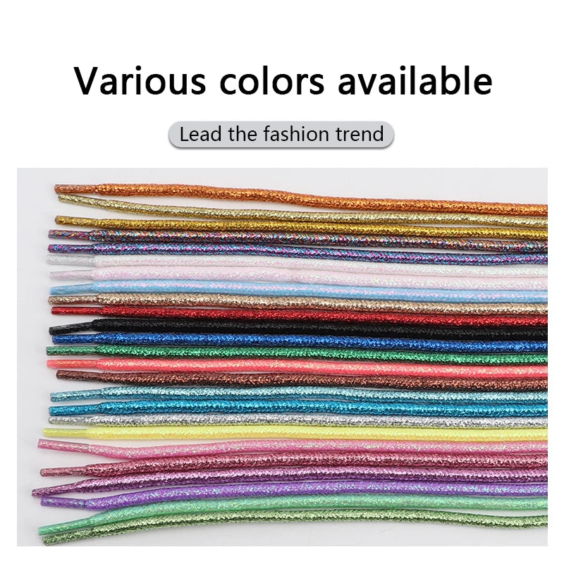 1Pair Colorful Round Shoelaces Fashion Glitter Shoe laces Running Sneakers Laces Rope Shoelace for Shoes Diameter 0.3cm Length: 100cm/120cm/140cm/160cm/180CM