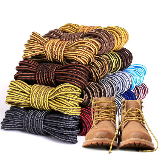 1Pair Round Shoelaces Striped Double Color Sneakers Boots Laces for Shoes Quality Rope Shoelace Diameter 0.4cm Length 70cm/90cm/120cm/150cm