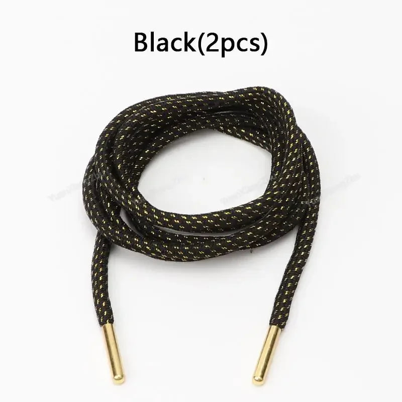 1Pair Round Shoelaces Casual Shoes Laces Gold Wire Metal Head Rope Shoelace Diameter 0.45cm Length 100cm/120cm/140cm/160cm