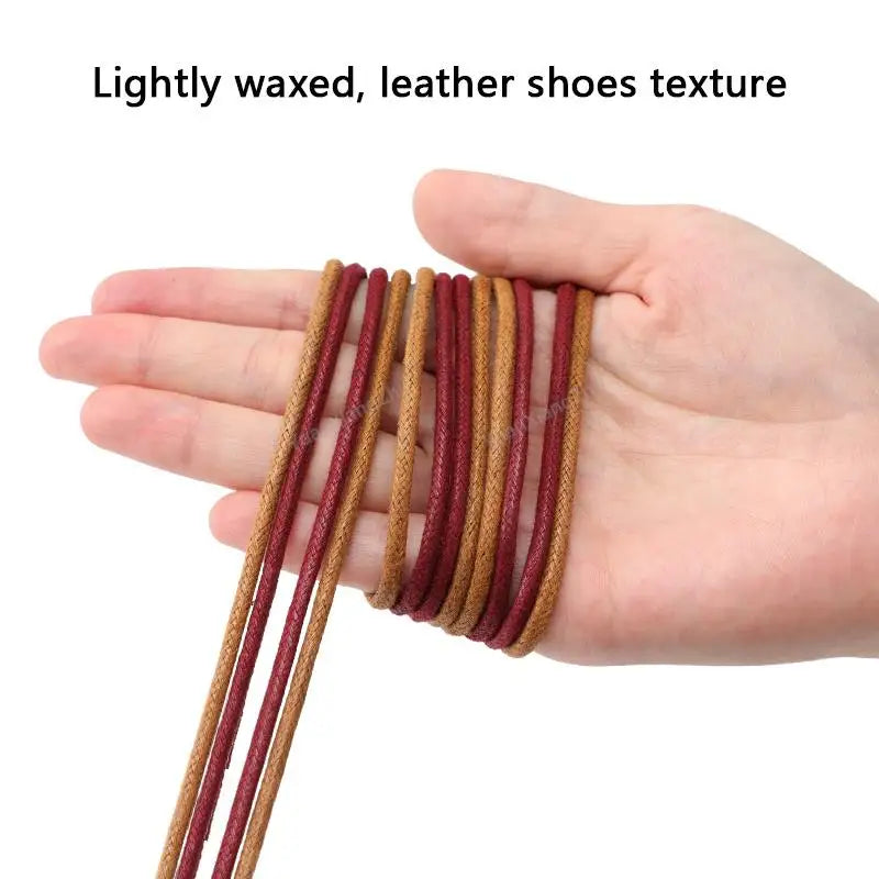 1Pair Waterproof Round Shoelaces Cotton Waxed Rope Shoelace Boots Oxford Leather Shoes Laces Diameter 0.25cm Length 60cm/80cm/100cm/120cm/140cm/160cm/180cm