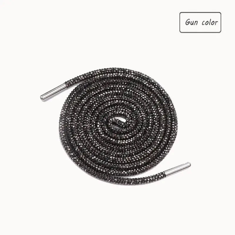 1Pair Luxury Rhinestone Shoelaces Rainbow Diamond Casual Shoes Laces Round Rope Shoelace Diameter 0.4cm Length 100cm/120cm/140cm/160cm