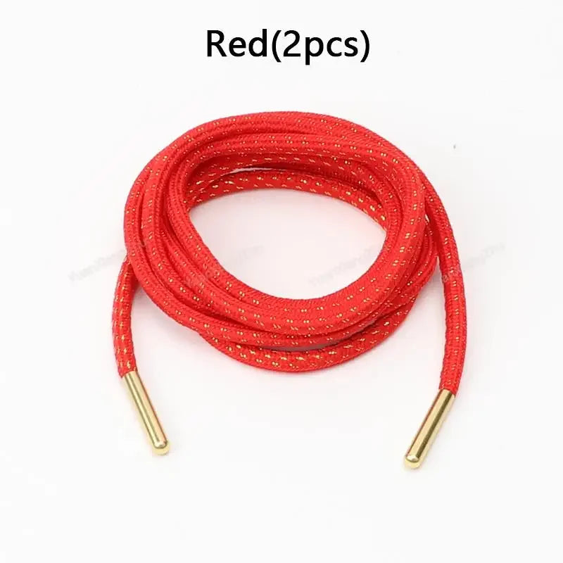 1Pair Round Shoelaces Casual Shoes Laces Gold Wire Metal Head Rope Shoelace Diameter 0.45cm Length 100cm/120cm/140cm/160cm