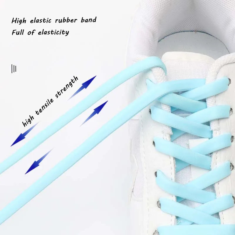 1Pair Elastic Shoelaces Sneakers Casual Flat Laces width 0.6cm length 120cm Rubber Shoelace