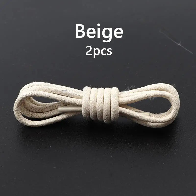 1Pair Waterproof Round Shoelaces Cotton Waxed Rope Shoelace Boots Oxford Leather Shoes Laces Diameter 0.25cm Length 60cm/80cm/100cm/120cm/140cm/160cm/180cm