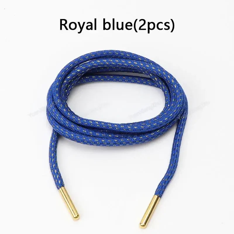 1Pair Round Shoelaces Casual Shoes Laces Gold Wire Metal Head Rope Shoelace Diameter 0.45cm Length 100cm/120cm/140cm/160cm