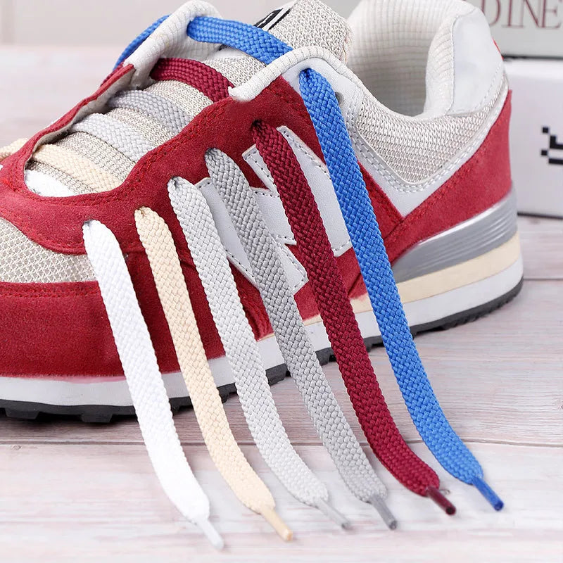 1Pair Flat Shoe laces Solid Classic Shoelaces Sneakers Laces for Shoes Quality Double Rope Shoelace 8mm Width 100/120/140/160CM