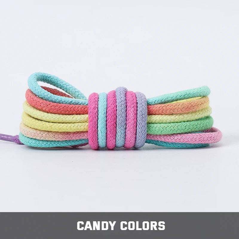 1Pair Round Shoelaces Rainbow Rope Shoelace Sneakers Casual Shoes Laces Shoes Accessories Diameter 0.45cm Length: 80cm/100cm/120cm/140cm/160cm