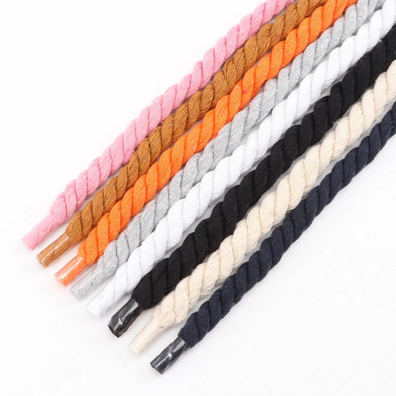 1Pair Round Shoelaces Colorful Quality Cotton Shoelace Sneakers Boots Laces Rope Shoe laces Diameter 0.8cm Length: 100cm/120cm/140cm/160CM